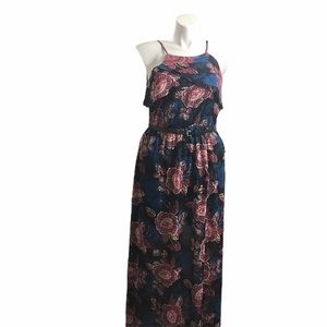 IZ Byer sleeveless floral belted maxi dress. Large
